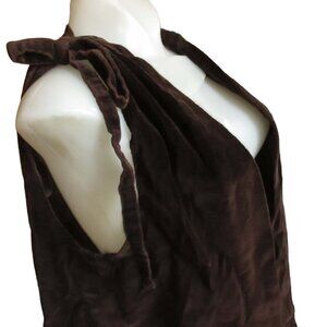 Medium 1OF1 True Vintage 60's Brown Velvet Sleeveless Tunic With Tie Shoulders